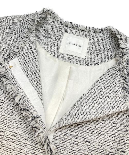 NOLLEY'S（ノーリーズ）NOLLEY'S (ノーリーズ) BISHU JAPAN ミックスツイードノーカラージャケット ホワイト サイズ:36の古着・服飾アイテム
