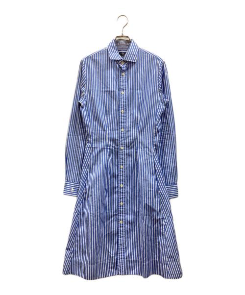 POLO RALPH LAUREN（ポロ・ラルフローレン）POLO RALPH LAUREN (ポロ・ラルフローレン) ストライプシャツワンピース ネイビー サイズ:6の古着・服飾アイテム