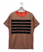 DIESELディーゼル）の古着「WALLACE STRIPE T」｜カーキ×オレンジ