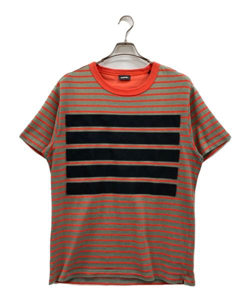 DIESEL（ディーゼル）DIESEL (ディーゼル) WALLACE STRIPE T カーキ×オレンジ サイズ:Mの古着・服飾アイテム