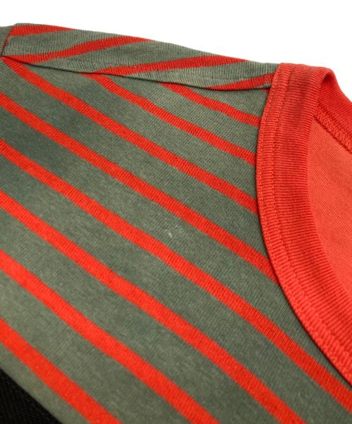 DIESEL（ディーゼル）DIESEL (ディーゼル) WALLACE STRIPE T カーキ×オレンジ サイズ:Mの古着・服飾アイテム