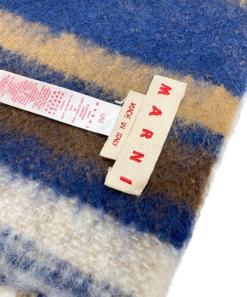 MARNI（マルニ）MARNI (マルニ) ウールアルパカ混 ボーダーマフラー ブラウン×ネイビーの古着・服飾アイテム