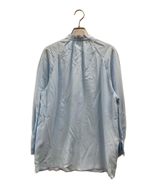 PRADA（プラダ）PRADA (プラダ) スカーフカラーシルクブラウス ブルー サイズ:42の古着・服飾アイテム
