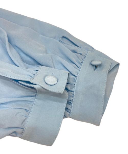 PRADA（プラダ）PRADA (プラダ) スカーフカラーシルクブラウス ブルー サイズ:42の古着・服飾アイテム