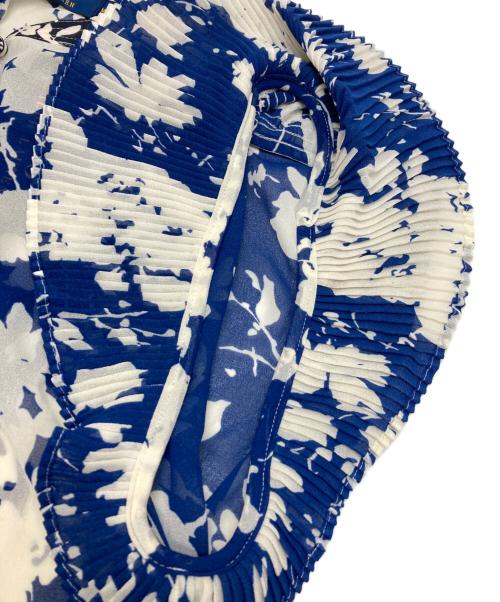 POLO RALPH LAUREN（ポロ・ラルフローレン）POLO RALPH LAUREN (ポロ・ラルフローレン) 総柄フリル袖シアーブラウス ブルー サイズ:M 未使用品の古着・服飾アイテム