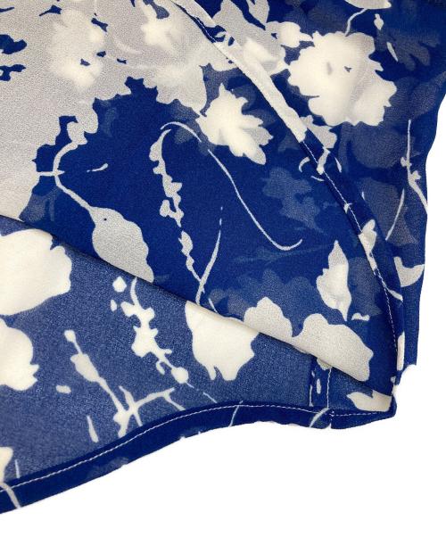 POLO RALPH LAUREN（ポロ・ラルフローレン）POLO RALPH LAUREN (ポロ・ラルフローレン) 総柄フリル袖シアーブラウス ブルー サイズ:M 未使用品の古着・服飾アイテム