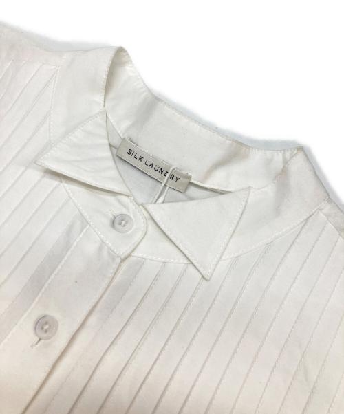 SILK LAUNDRY（シルクランドリー）SILK LAUNDRY (シルクランドリー) シルク混 ピンタック シャツドレス ホワイト サイズ:Mの古着・服飾アイテム