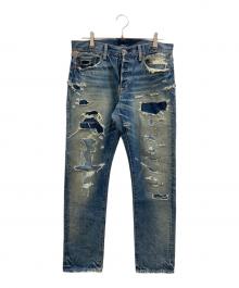 Denim & Supply Ralph Lauren（デニム＆サプライ ラルフローレン）の古着「スリムフィットダメージジーンズ」｜インディゴ