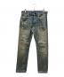 Denim & Supply Ralph Lauren（デニム＆サプライ ラルフローレン）の古着「スリムフィット刺し子ダメージジーンズ」｜インディゴ