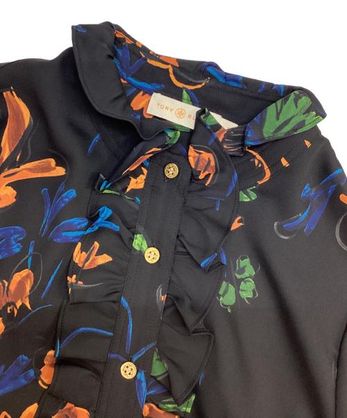 TORY BURCH（トリーバーチ）TORY BURCH (トリーバーチ) ボタニカルフリルワンピース ブラックの古着・服飾アイテム