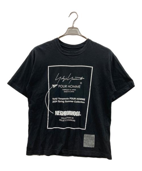 NEIGHBORHOOD（ネイバーフッド）NEIGHBORHOOD (ネイバーフッド) Yohji Yamamoto pour homme (ヨウジヤマモト プールオム) プリントショートスリーブ ブラック サイズ:Mの古着・服飾アイテム