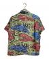 KEONI OF HAWAII (ケオニオブハワイ) ゴーギャンウッドカット2 アロハシャツ レッド×ブルー サイズ:M：18000円