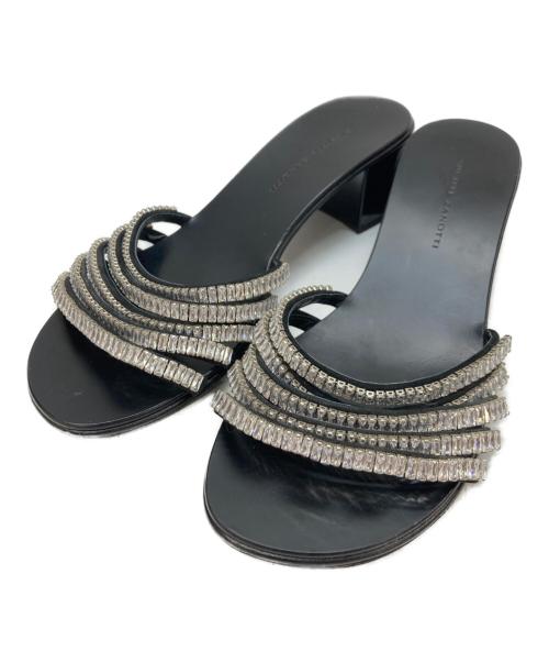 GIUSEPPE ZANOTTI（ジュゼッペザノッティ）GIUSEPPE ZANOTTI (ジュゼッペザノッティ) ビジューサンダル ブラック サイズ:37の古着・服飾アイテム