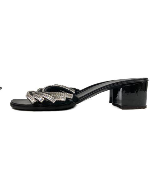 GIUSEPPE ZANOTTI（ジュゼッペザノッティ）GIUSEPPE ZANOTTI (ジュゼッペザノッティ) ビジューサンダル ブラック サイズ:37の古着・服飾アイテム