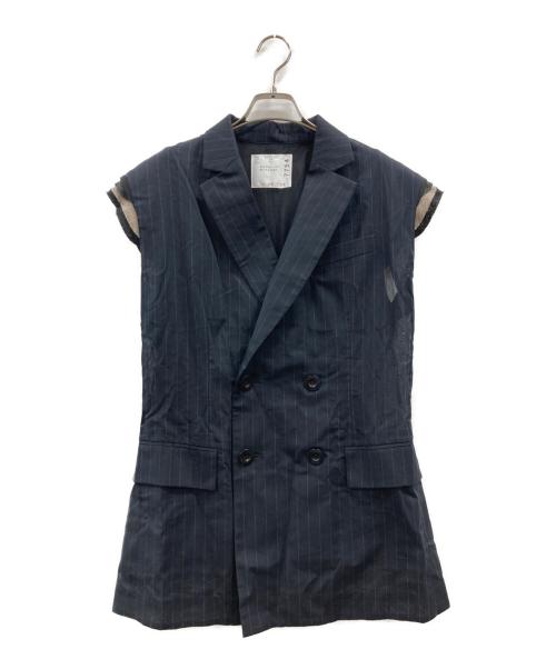 sacai（サカイ）sacai (サカイ) ストライプ柄コットンベスト ネイビー サイズ:3の古着・服飾アイテム