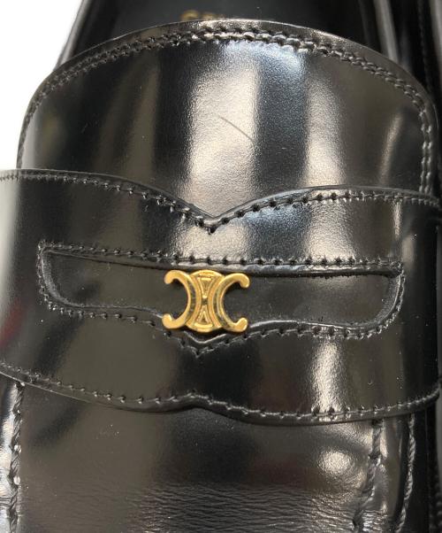 CELINE（セリーヌ）CELINE (セリーヌ) マラケ ポリッシュドブルスキン トリオンフ ローファー ブラック サイズ:38の古着・服飾アイテム