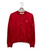 PLAY COMME des GARCONSプレイコムデギャルソン）の古着「ハートロゴカーディガン」｜レッド