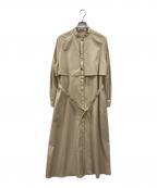 LOUNIEルーニー）の古着「ベルト付長袖シャツワンピース」｜ベージュ