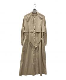 LOUNIE（ルーニー）の古着「ベルト付長袖シャツワンピース」｜ベージュ