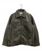 SLYスライ）の古着「VINTAGE BOXY F/LEATHER ジャケット」｜カーキ