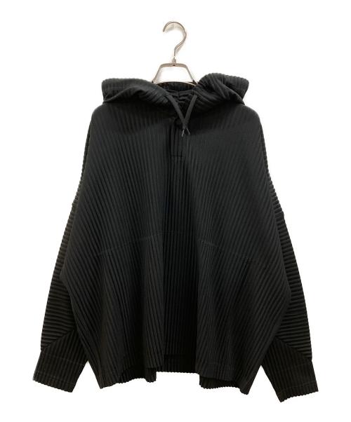 HOMME PLISSE ISSEY MIYAKE（オム プリッセ イッセイ ミヤケ）HOMME PLISSE ISSEY MIYAKE (オム プリッセ イッセイ ミヤケ) プリーツフード付きパーカー ブラック サイズ:2の古着・服飾アイテム