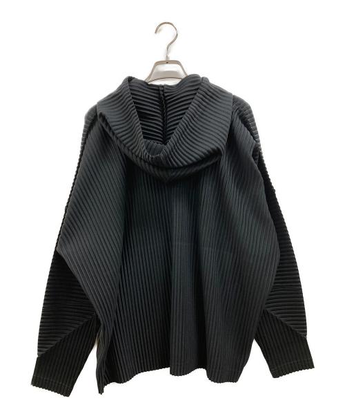 HOMME PLISSE ISSEY MIYAKE（オム プリッセ イッセイ ミヤケ）HOMME PLISSE ISSEY MIYAKE (オム プリッセ イッセイ ミヤケ) プリーツフード付きパーカー ブラック サイズ:2の古着・服飾アイテム