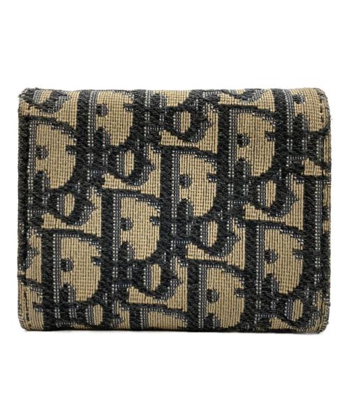 Christian Dior（クリスチャン ディオール）Christian Dior (クリスチャン ディオール) オブリーク コンパクトウォレット ブラック×ベージュの古着・服飾アイテム