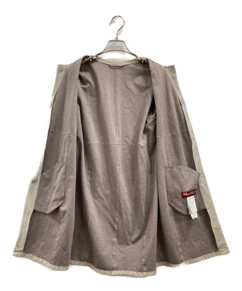Max Mara Studio（マックスマーラ ストゥディオ）MAX MARA STUDIO (マックスマーラ ストゥディオ) ゴートスキンノーカラーコート ベージュ サイズ:40の古着・服飾アイテム