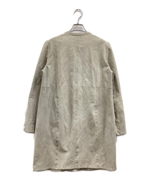Max Mara Studio（マックスマーラ ストゥディオ）MAX MARA STUDIO (マックスマーラ ストゥディオ) ゴートスキンノーカラーコート ベージュ サイズ:40の古着・服飾アイテム