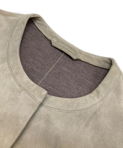 Max Mara Studio（マックスマーラ ストゥディオ）MAX MARA STUDIO (マックスマーラ ストゥディオ) ゴートスキンノーカラーコート ベージュ サイズ:40の古着・服飾アイテム