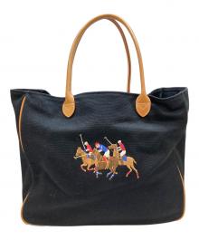 RALPH LAUREN（ラルフローレン）の古着「ビッグポニー刺繍キャンバストートバッグ」｜ブラック