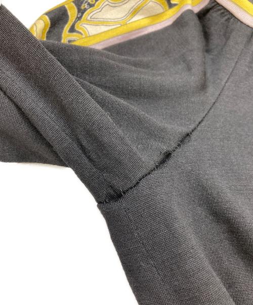 LEONARD FASHION（レオナールファッション）LEONARD FASHION (レオナールファッション) シルク混フラワーモチーフ切替ワンピース ブラック サイズ:Sの古着・服飾アイテム