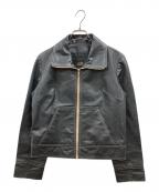 PLEIN SUD JEANSプレインスッドジーンズ）の古着「ホワイトステッチレザージップジャケット」｜ブラック