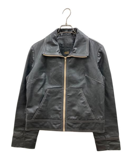 PLEIN SUD JEANS（プレインスッドジーンズ）PLEIN SUD JEANS (プレインスッドジーンズ) ホワイトステッチレザージップジャケット ブラック サイズ:40の古着・服飾アイテム