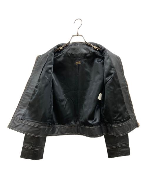 PLEIN SUD JEANS（プレインスッドジーンズ）PLEIN SUD JEANS (プレインスッドジーンズ) ホワイトステッチレザージップジャケット ブラック サイズ:40の古着・服飾アイテム