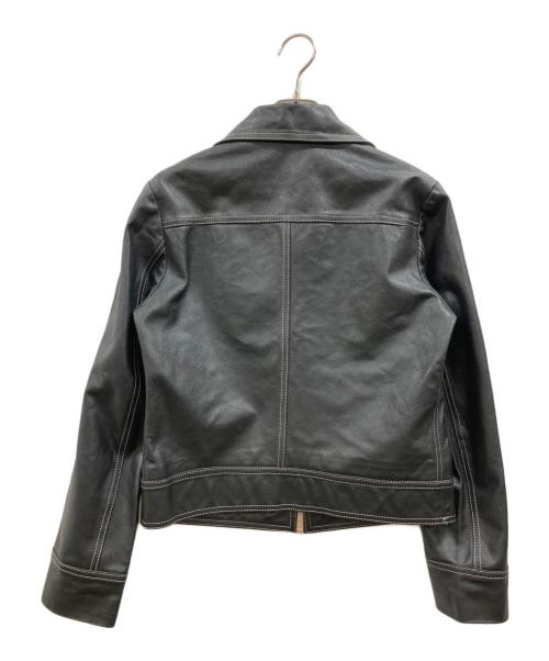 PLEIN SUD JEANS（プレインスッドジーンズ）PLEIN SUD JEANS (プレインスッドジーンズ) ホワイトステッチレザージップジャケット ブラック サイズ:40の古着・服飾アイテム