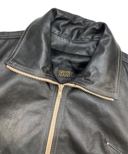 PLEIN SUD JEANS（プレインスッドジーンズ）PLEIN SUD JEANS (プレインスッドジーンズ) ホワイトステッチレザージップジャケット ブラック サイズ:40の古着・服飾アイテム
