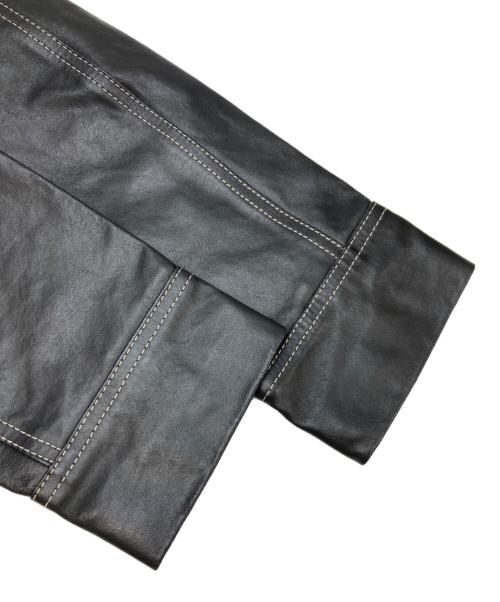 PLEIN SUD JEANS（プレインスッドジーンズ）PLEIN SUD JEANS (プレインスッドジーンズ) ホワイトステッチレザージップジャケット ブラック サイズ:40の古着・服飾アイテム