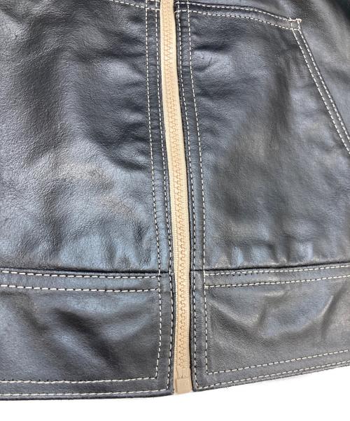 PLEIN SUD JEANS（プレインスッドジーンズ）PLEIN SUD JEANS (プレインスッドジーンズ) ホワイトステッチレザージップジャケット ブラック サイズ:40の古着・服飾アイテム