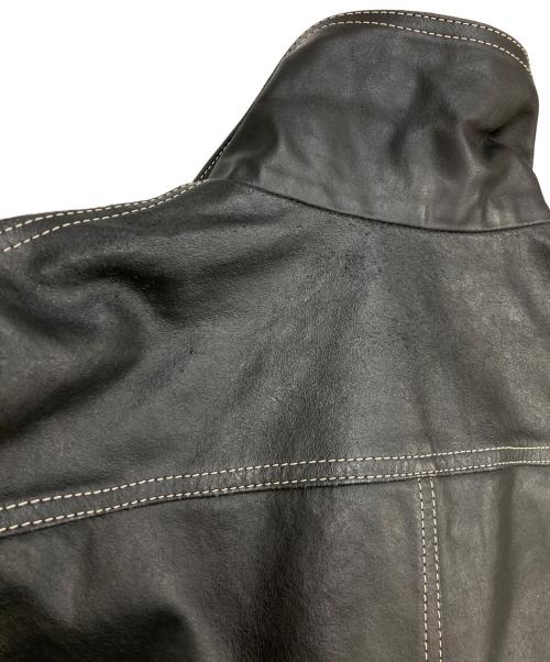 PLEIN SUD JEANS（プレインスッドジーンズ）PLEIN SUD JEANS (プレインスッドジーンズ) ホワイトステッチレザージップジャケット ブラック サイズ:40の古着・服飾アイテム