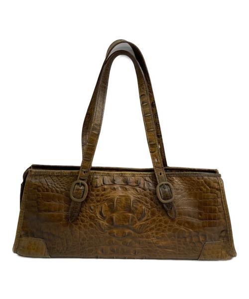 J&M DAVIDSON（ジェイ＆エム デヴィッドソン）J&M DAVIDSON (ジェイ＆エム デヴィッドソン) クロコダイル型押しレザーワンショルダーバッグ ブラウンの古着・服飾アイテム