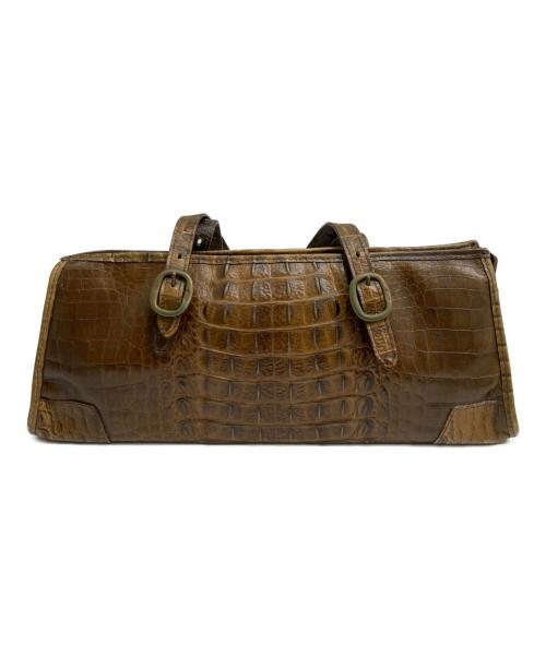 J&M DAVIDSON（ジェイ＆エム デヴィッドソン）J&M DAVIDSON (ジェイ＆エム デヴィッドソン) クロコダイル型押しレザーワンショルダーバッグ ブラウンの古着・服飾アイテム