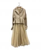 eimy istoireエイミーイストワール）の古着「hybrid leather tulle spring coat」｜ベージュ