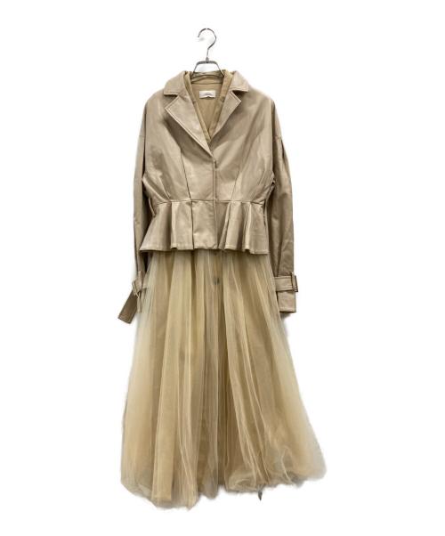 eimy istoire（エイミーイストワール）eimy istoire (エイミーイストワール) hybrid leather tulle spring coat ベージュ サイズ:FREEの古着・服飾アイテム