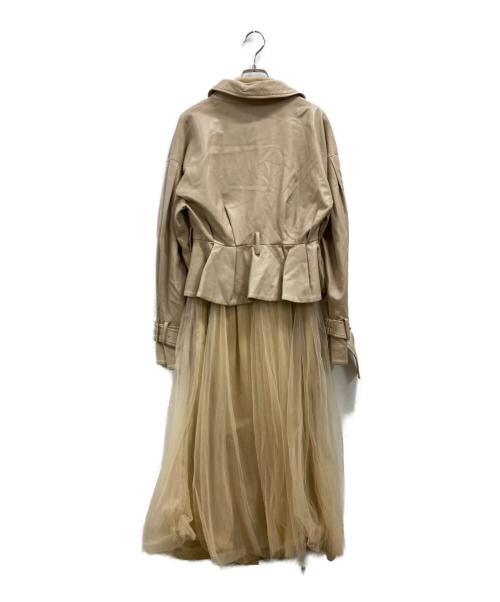 eimy istoire（エイミーイストワール）eimy istoire (エイミーイストワール) hybrid leather tulle spring coat ベージュ サイズ:FREEの古着・服飾アイテム