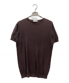 JOHN SMEDLEY（ジョンスメドレー）の古着「半袖ニット」｜ブラウン