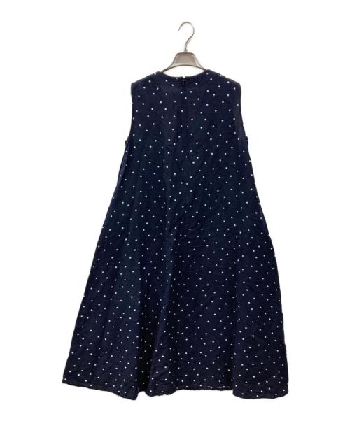 SIMPLICITE（シンプリシテ）SIMPLICITE (シンプリシテ) ドットリネンレーヨンスリーブレスワンピース ネイビー サイズ:Sの古着・服飾アイテム