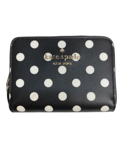 Kate Spade（ケイトスペード）Kate Spade (ケイトスペード) 水玉模様ミニウォレット　財布 ブラック×ホワイト サイズ:実寸参照の古着・服飾アイテム