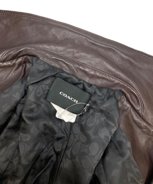 COACH（コーチ）COACH (コーチ) ヘリテージ C ダブル ブレスト レザー トレンチ コート ブラウン サイズ:XSの古着・服飾アイテム