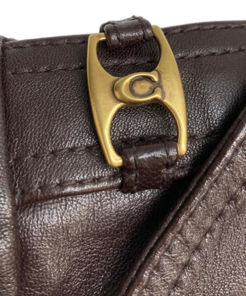 COACH（コーチ）COACH (コーチ) ヘリテージ C ダブル ブレスト レザー トレンチ コート ブラウン サイズ:XSの古着・服飾アイテム